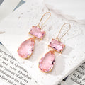 Rectangle and Teardrop Double Glass Dangle Earrings 4 Colors view 4