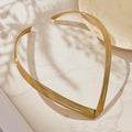 Gold V-Shape Open Collar Choker 316L Stainless Steel Ribbed view 3