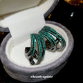 Green Crystal Multi Hoop Fringe Statement Earrings view 4