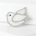 White Shell Dove Brooch with Gold or Silver Outline view 2