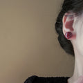 Glossy Burgundy Round Stud Earrings with Domed Profile view 2
