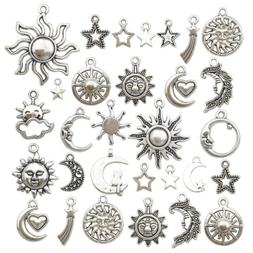 Alloy Metallic Moon and Sun Metal Charms with 22 Listed Options