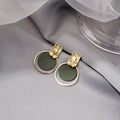 Gold Textured Geometric Disc Ring Drop Earrings Three Colors view 2
