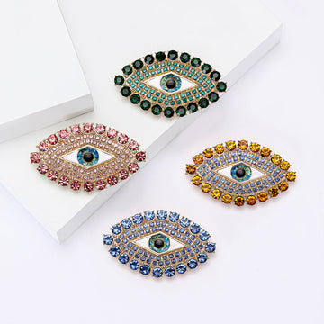Crystal Eye Brooch In 4 Color Variants For Jackets and Scarves