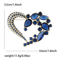 Open Heart Crystal Brooch with Leaf Cluster Decorative Metal Pin view 8