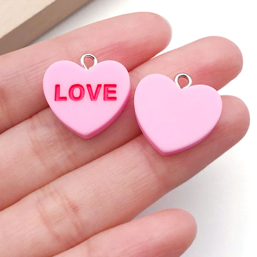 Resin Valentine Love Letter Heart Charm Pendant for DIY Phone Strap Earrings Jewelry Making