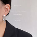 Silver Tone Mixed Pearl Clear Stone Cluster Drop Earrings view 4