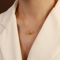 Gold Mechanical Lion Charm Pendant Cable Chain Necklace view 4