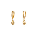 Petite Gold Heart Charm Small Huggie Dangle Earrings view 5