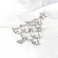 Green Silver Tone Christmas Tree Crystal Metal Brooch Pin view 5