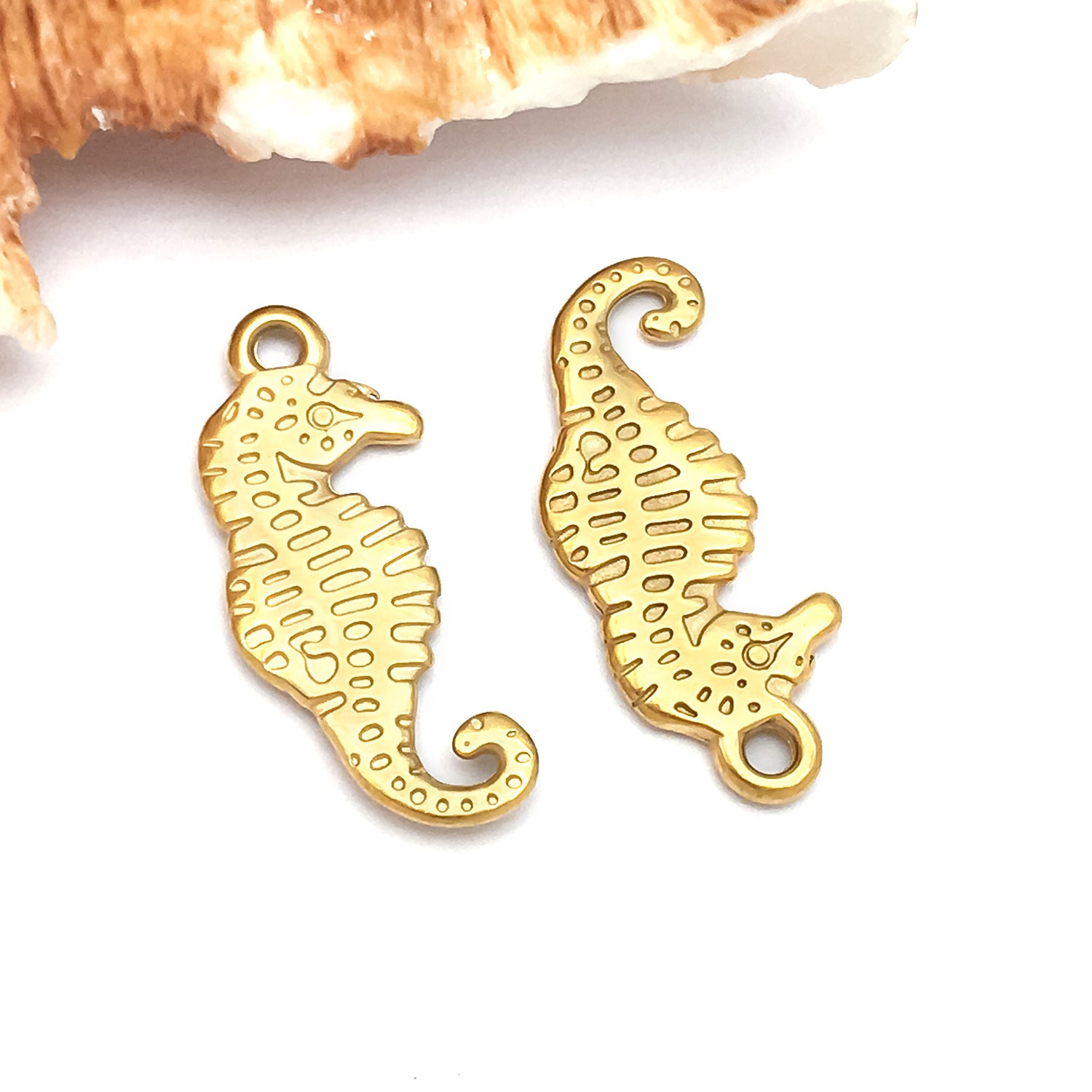 Gold Stainless Steel Mermaid Turtle Conch Dolphin Charm Pendant for DIY Ocean Jewelry