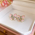 Pink Butterfly Studs and Heart Pearl Drop Earrings view 6
