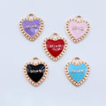 Gold Tone Beaded Heart Enamel Charms with Love Lettering view 2