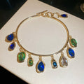Gold Tone Collar Necklaces With Multicolor Teardrop Crystals view 6