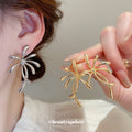 Gold Tone Palm Tree Statement Stud Earrings for Women view 2