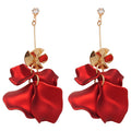 Layered Petal Drop Earrings in Blue and Red Statement Jewelry view 5