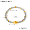 Bamboo Mesh Magnetic Clasp Bracelet Gold Steel Two-Tone view 7