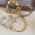 Geometric Metal Acrylic Four Piece Bangle Sets Gold Silver view 4
