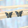 Gold Tone Colored Butterfly Stud Earrings in Eight Colors view 9