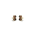 Brown Cat Bow and Clear Accent Small Stud Earrings view 5