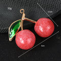 Glitter Resin Cherry Charm Pendant Gold Leaf Three Colors view 3
