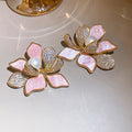 Pastel Crystal Floral Stud Earrings in Polished Statement Design view 6