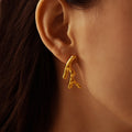 Stainless Steel Tree Branch Earrings Stud Dangle Gold Silver view 2