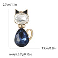 Gold Tone Rhinestone Cat Brooch Clear Head Pink Or Navy Body view 7