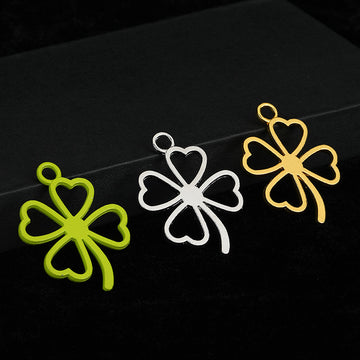 Open Cutout Four Leaf Clover Charm Pendant Three Colors