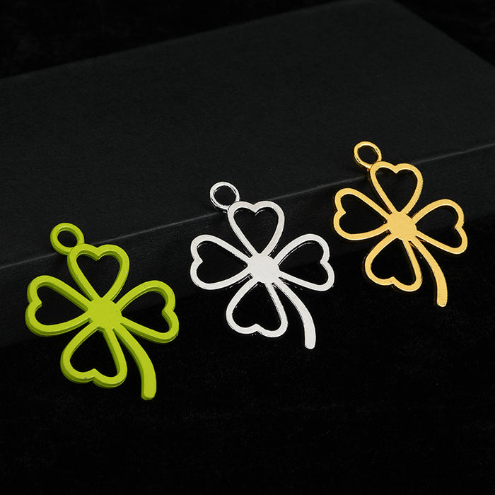 Open Cutout Four Leaf Clover Charm Pendant Three Colors