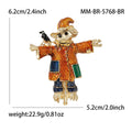 Jeweled Scarecrow Brooch With Orange Coat and Blue Pants view 5