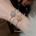 Double Layer Open Cuff Bracelet Starburst Zircon Charm view 3