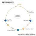 Cat Eye and Imitation Pearl Station Necklace in Ten Colorways view 9