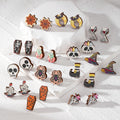 Halloween Wood Skull Ghost and Spider Stud Earrings in Nineteen Designs view 1