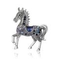 Running Horse Crystal Brooch in Red Gold and Blue Silver view 2