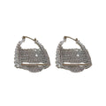 Silver Crystal Handbag Shaped Statement Huggie Earrings view 5