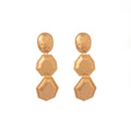 Gold Faceted Triple Geometric Long Statement Earrings view 5