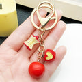 Red Apple Trio Keychain with Whole, Heart Cut and Core Charms view 3