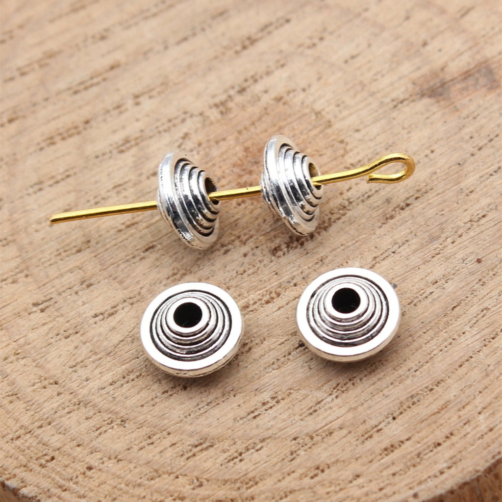 8x8x4.2mm 0.58g Antique Silver Zinc Alloy Round Spacer Beads for Bracelet Necklace DIY Making