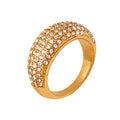 Pave Crystal Domed Band Rings Gold Steel Multiple Sizes view 5