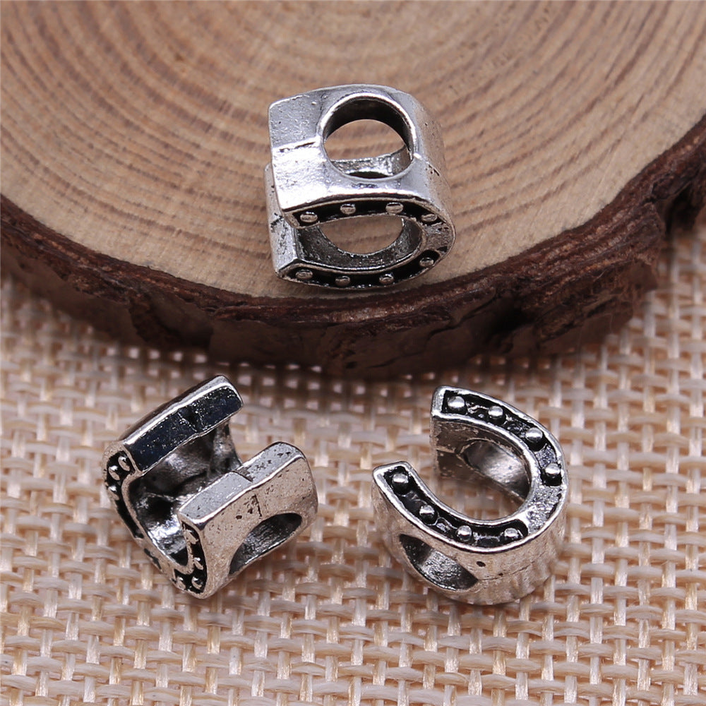 10x9mm 2.1g Antique Silver Zinc Alloy Horseshoe Large Hole Beads for Bracelet DIY Jewelry Making