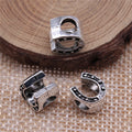 Horseshoe Large Hole Bead in Antique Silver Jewelry Making Component view 2