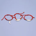 Red Cord White Tooth Shape Beaded Adjustable Bracelets view 5