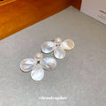 White Petal Flower Stud Earrings with Pearly Centers view 4