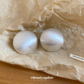 Oversized Brushed Round Metal Stud Earrings in Silver Tone view 2
