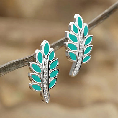 Front product view of the slender leaf shapes with turquoise color enamel sections