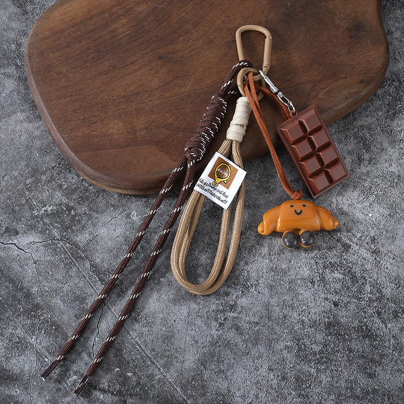 Pretzel Bread and Bagel Nylon Keychain Creative Gift Charm
