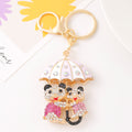 Rhinestone Bears Umbrella Keychain Gold Clasp Four Colors view 2