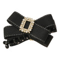 Fabric Bow Twist Claw Clip Rhinestone Buckle Brown Grey view 5
