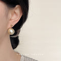 Gold Tone White Cotton Pearl Drop Stud Earrings In Two Sizes view 2